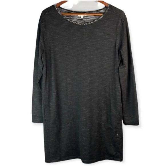 MAX STUDIO Loose Fit Tunic Dress Black Crewneck Long Sleeve Lagenlook Size M - Picture 2 of 12